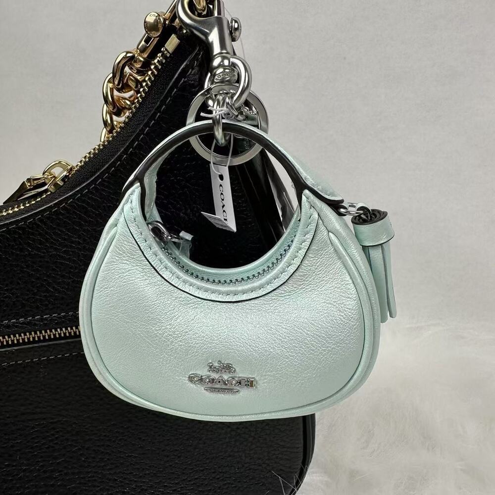 Coach Mini Carmen Bag Charm In Pearlized leather/Silver/Green CBL92 NWT - Picture 6 of 8